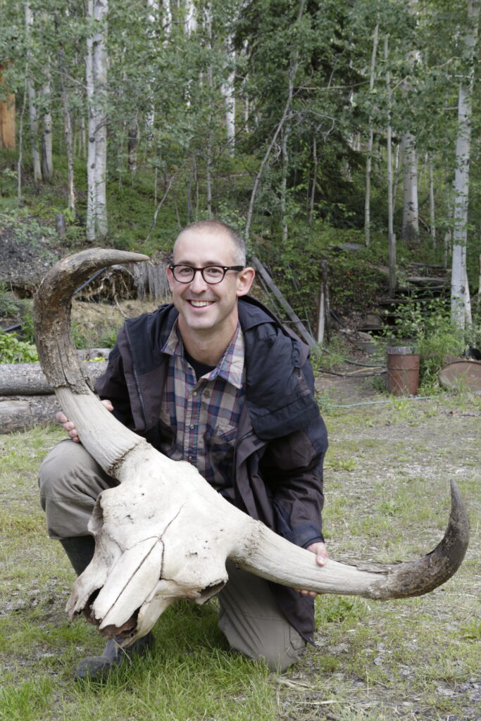 Dr Grant Zazula with Bison Skull