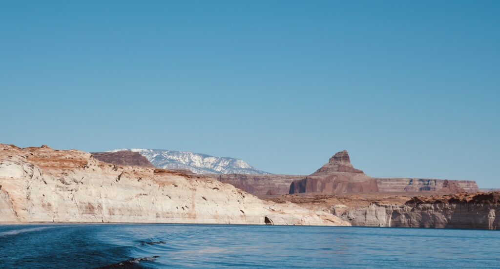 On Lake Powell with Navajo Mountain and Boarder Butte