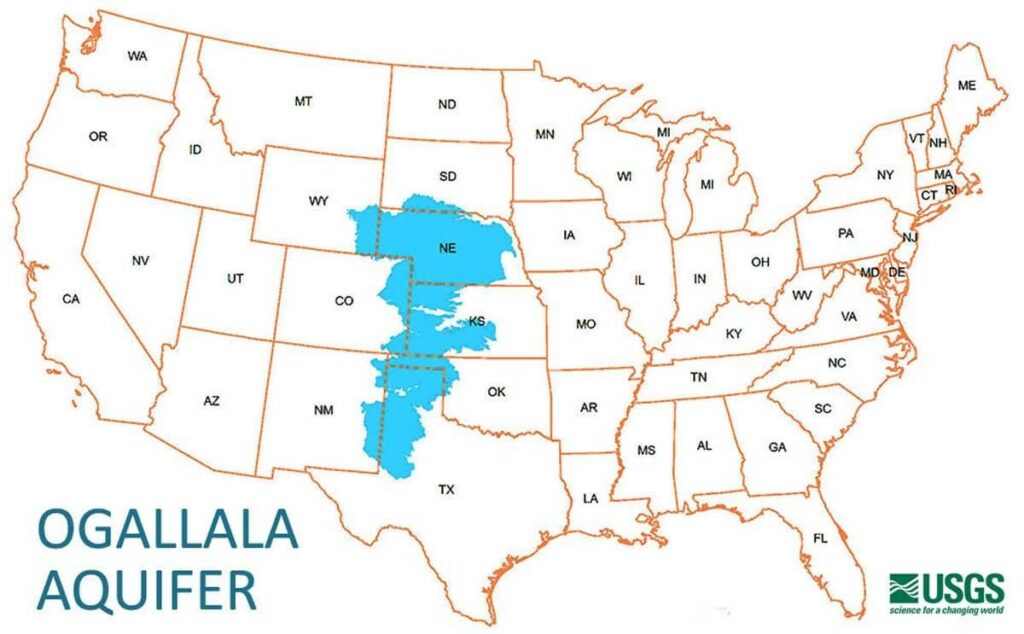 map showing Ogallala aquifer