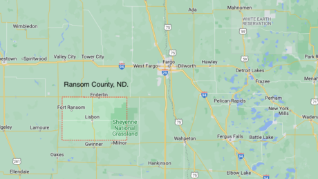 map showing Ransom County, N.D.