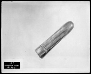 Bullet found on stretcher at Parkland Memorial Hospital, Dallas, Texas (Photo -National Archives 