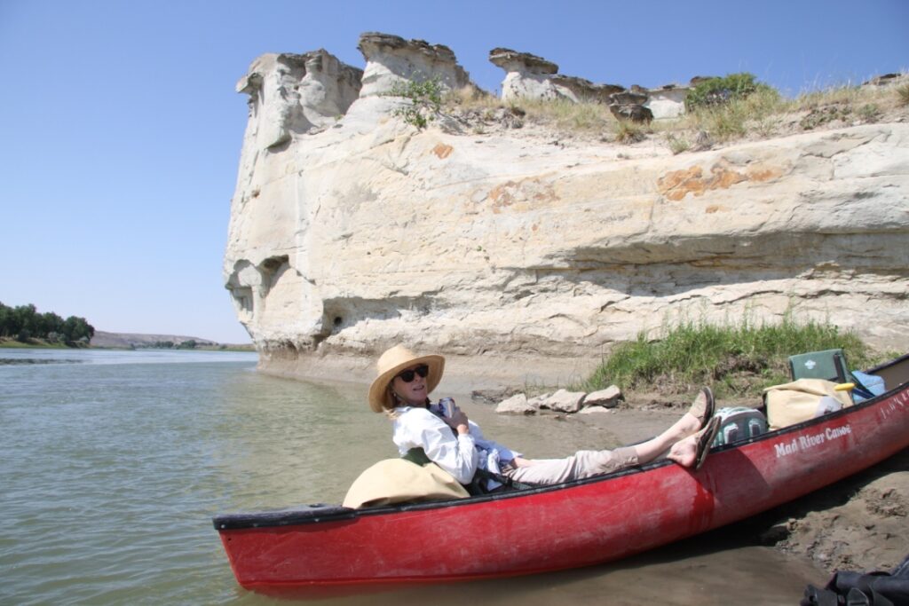 Woman in canoe on Lewis & Clark tour