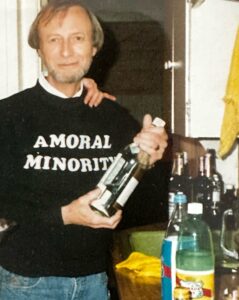 Charles Jenkinson sporting his "Amoral Minority" sweatshirt. 