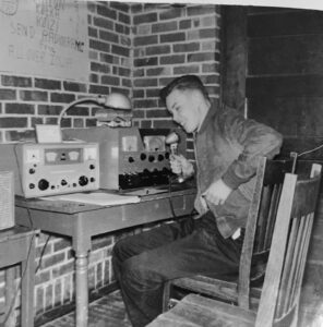 A ham radio operator with his rig.