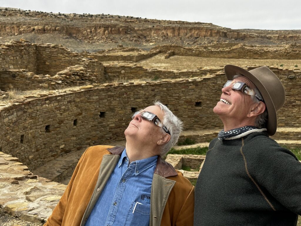 Clay and Dennis view the April 8, 2024 eclipse at Chaco Canyon in NW New Mexico.