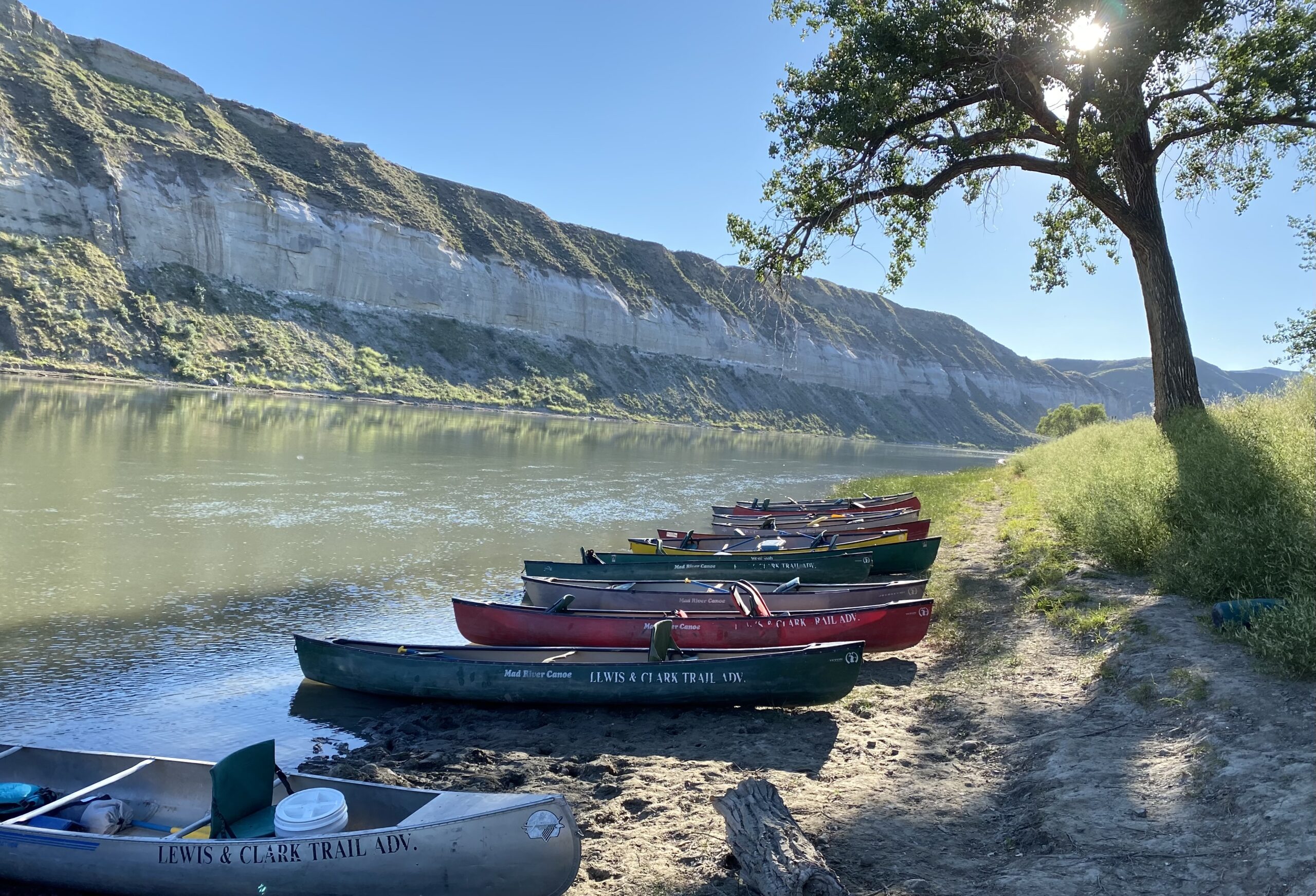 Canoes along the White Cliffs section of the Missouri River.