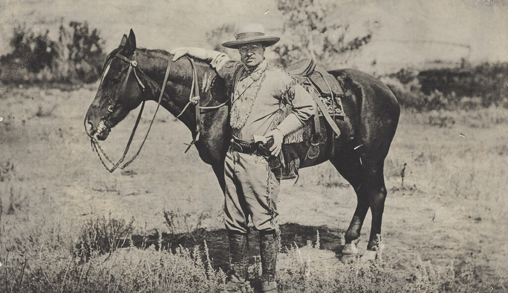 Teddy Roosevelt near Medora, Dakota Territory in 1884.