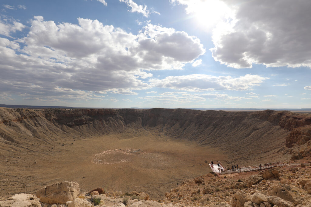 Meteor Crater, formed about 50,000 years ago is in the desert of northern Arizona.