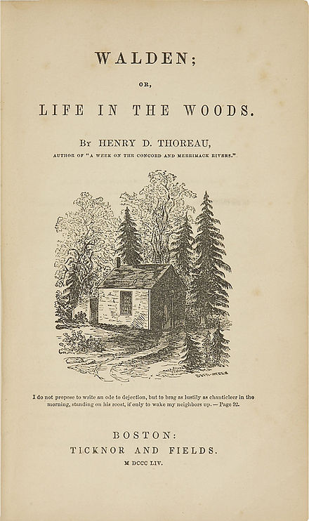 Walden was first published in 1854 with an initial print run of 2000 copies. It featured a cover illustration by Thoreau's sister, Sophia.