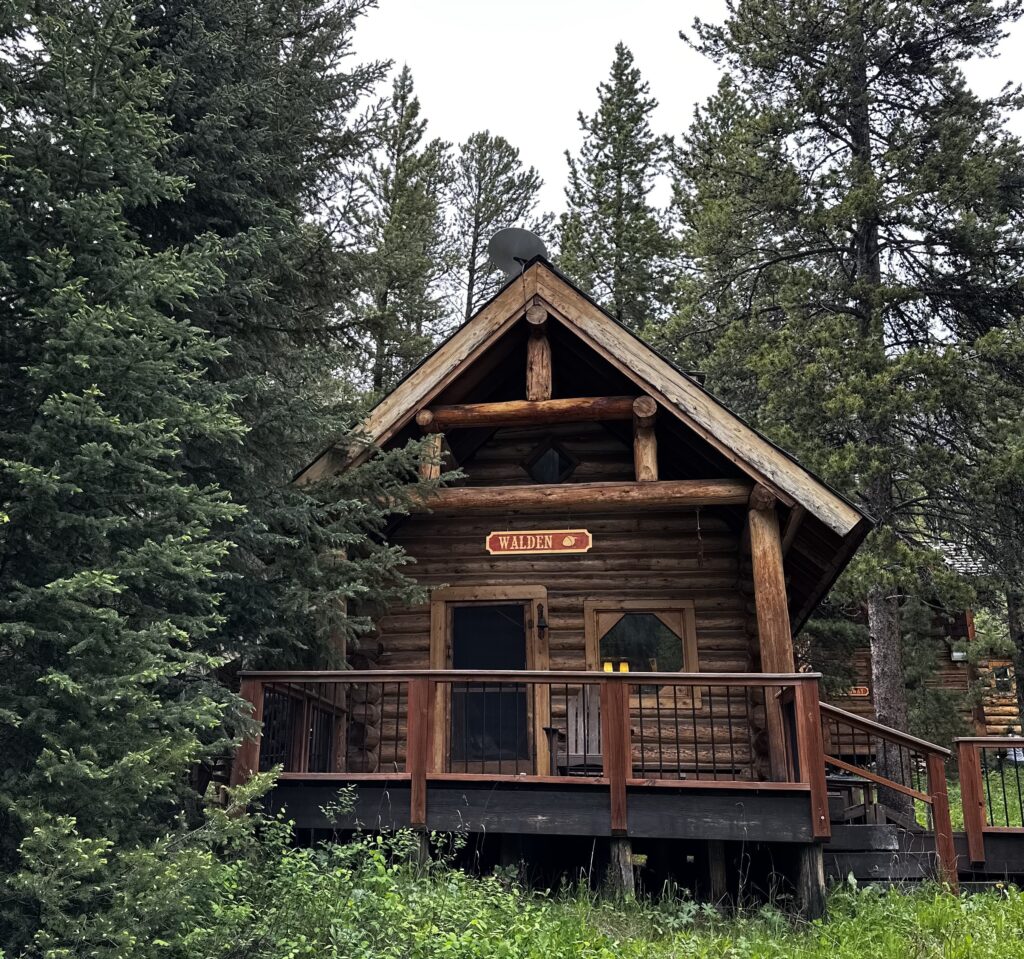 Clay's "Walden" cabin near the Northeast entrance of Yellowstone National Park, near Cooke City, MT.