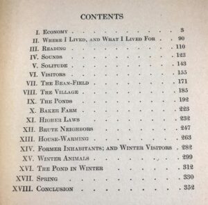 Chapters in Thoreau's Walden.