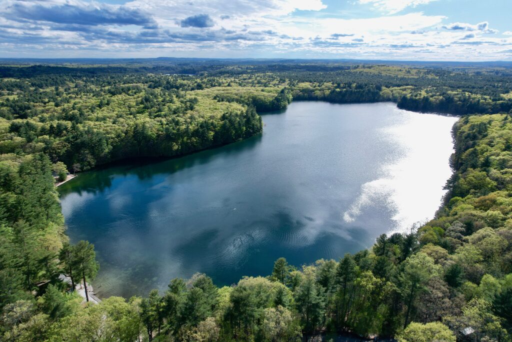 A birds eye view of Walden Pond, near Concord, MA. (Photo Nolan Johnson)