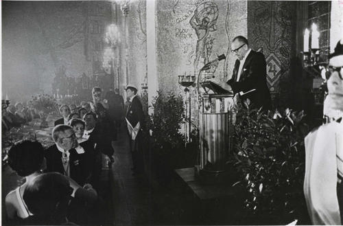 John Steinbeck delivering his Nobel Prize Speech.