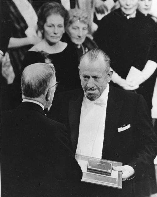 John Steinbeck receiving the Nobel Prize for Literature.