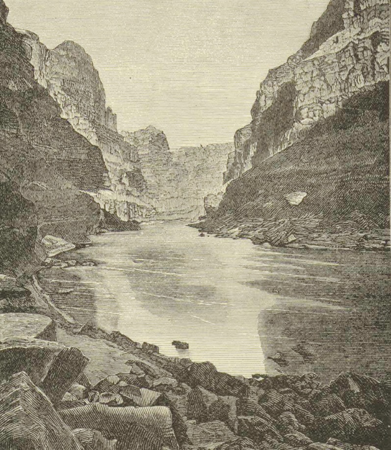 Sketch of Cataract Canyon from J.W.Powell's Exploration of the Colorado River of the West and its Tributaries, 1875.