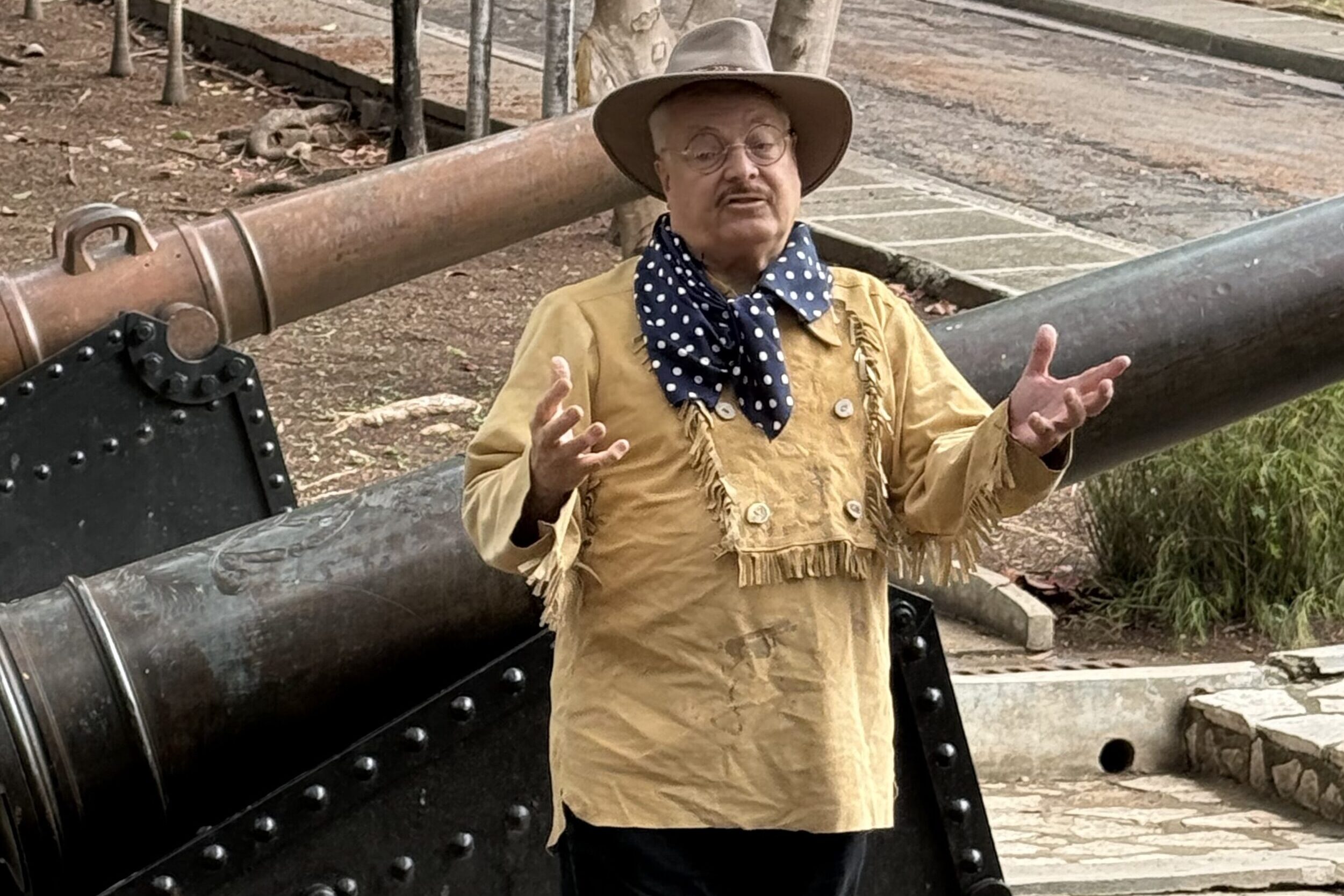 Clay Jenkinson, doing a historical presentation as Theodore Roosevelt in Santiago, Cuba. 2024