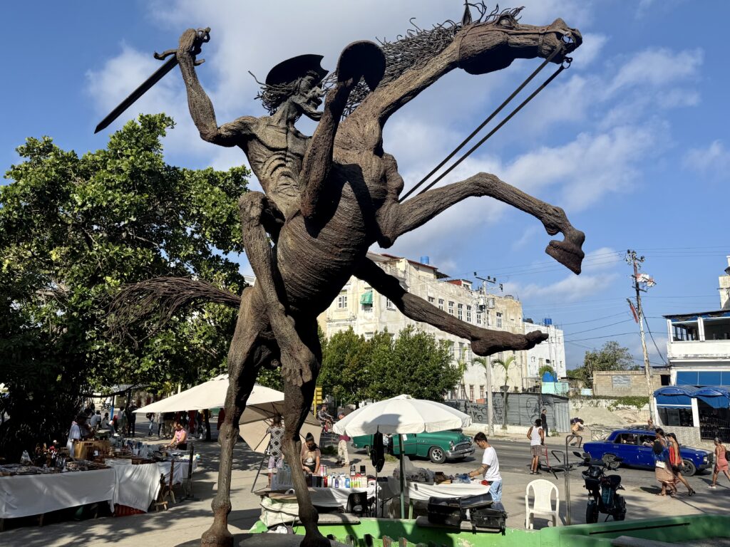 A statue of Don Quixote by the Cuban artist Sergio Martinez in Havana, Cuba.