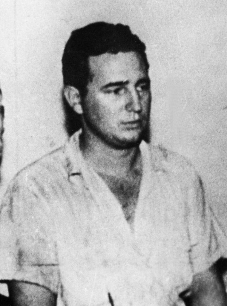 A young Fidel Castro on his arrest after the 1953 attack on the Moncada Barracks in Santiago de Cuba.