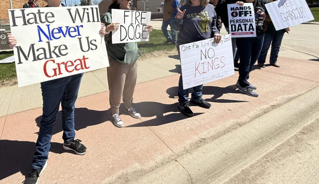 Protesters in Belle Fourche S.D., April 19, 2025.