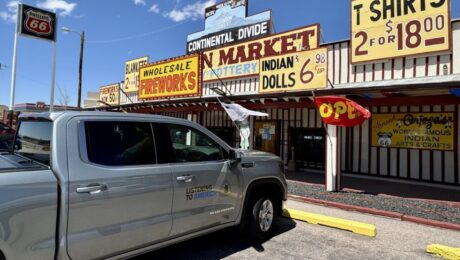 Off Interstate 40 (and old U.S. Route 66), at the Continental Divide in New Mexico.