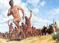 An artists depiction ofJohn Colter's famous run.