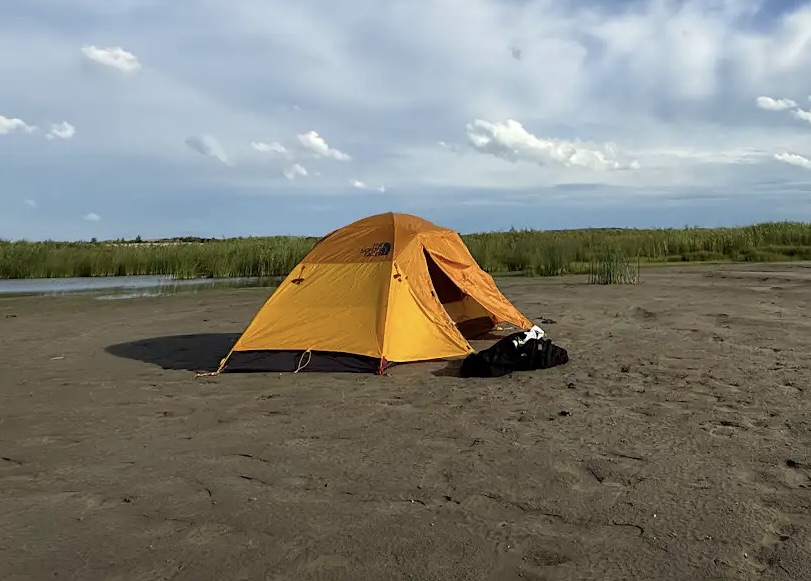 Our beautiful, if soggy campsite on the first night on the river.