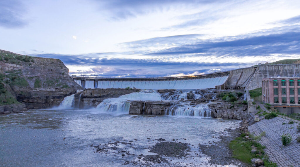 Ryan Dam, one of five hydroelectric dams on the Missouri River in Great Falls, Montana. (Photo Visit Great Falls)