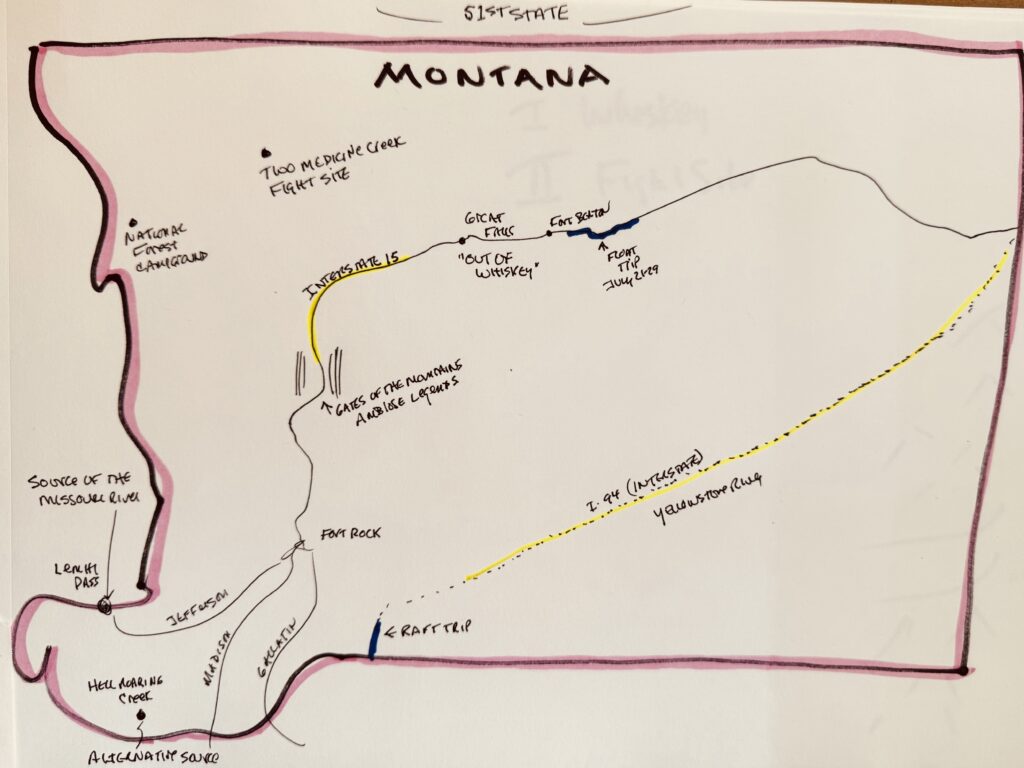 Clay's hand-drawn map/sketch of his Lewis and Clark Montana summer sojourn. The Corps of Discovery would not have likely hired him as a cartographer.