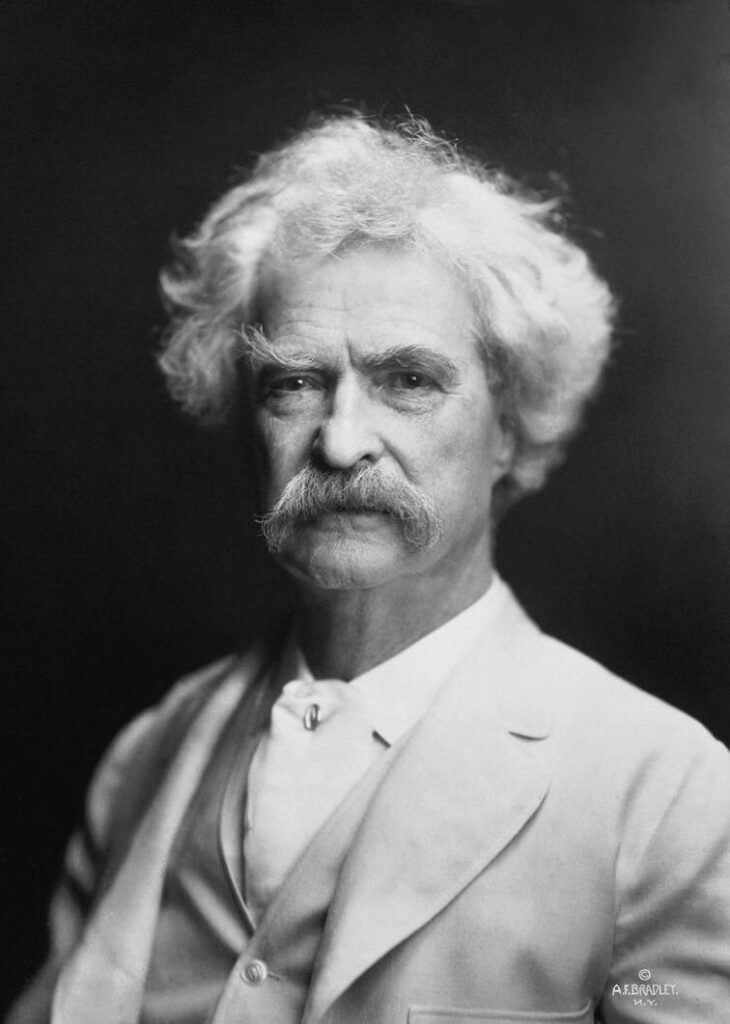 Mark Twain portrait by A.F. Bradley, 1907.
