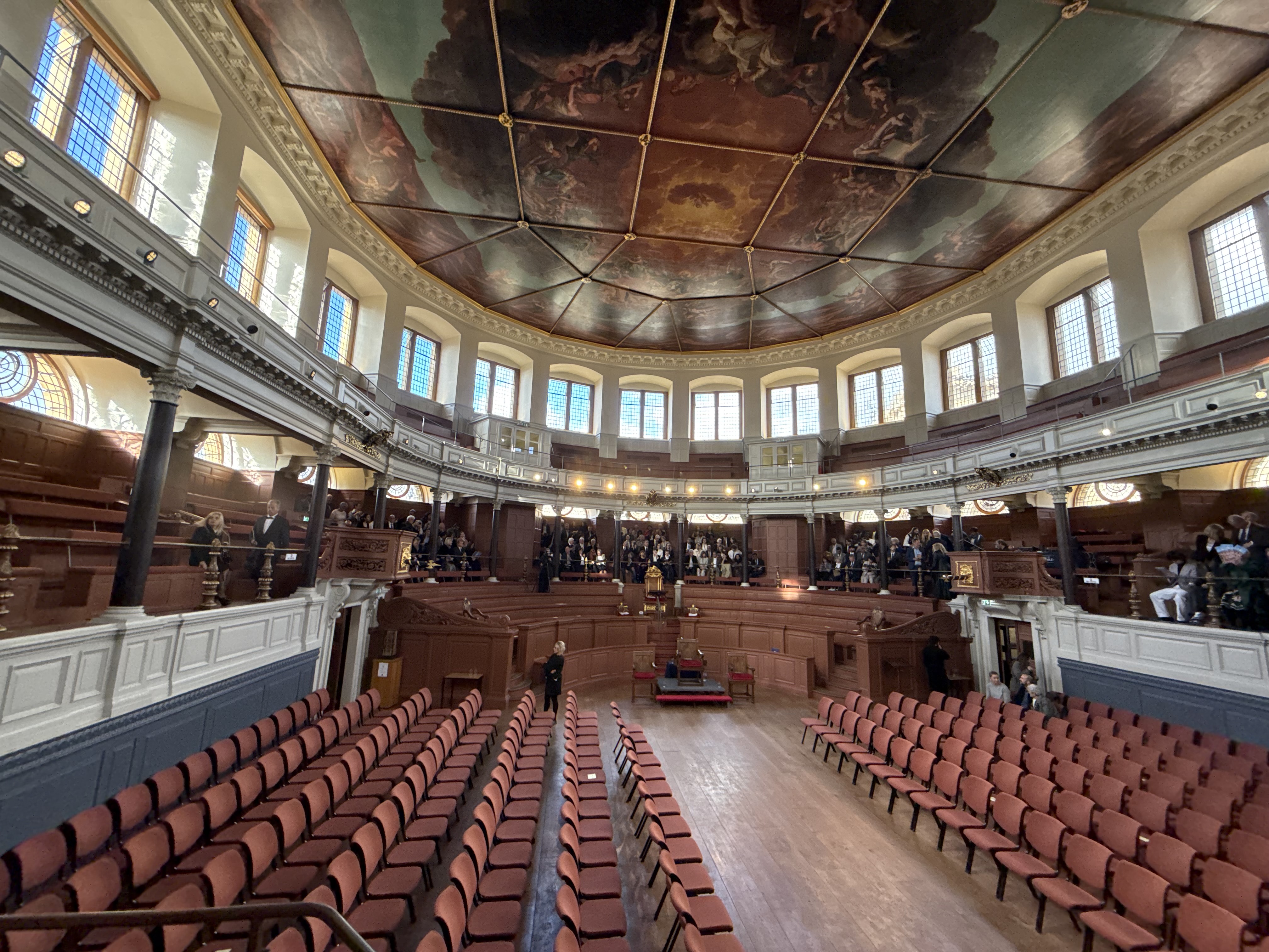 Inside Oxford's historic Sheldonian Theatre where the graduation ceremony was held.