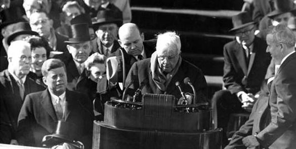 American poet Robert Frost received the Pulitzer Prize for Poetry four times. In 1961, at the age of 86, he recited his poem "The Gift Outright" at the inauguration of President John F. Kennedy.
