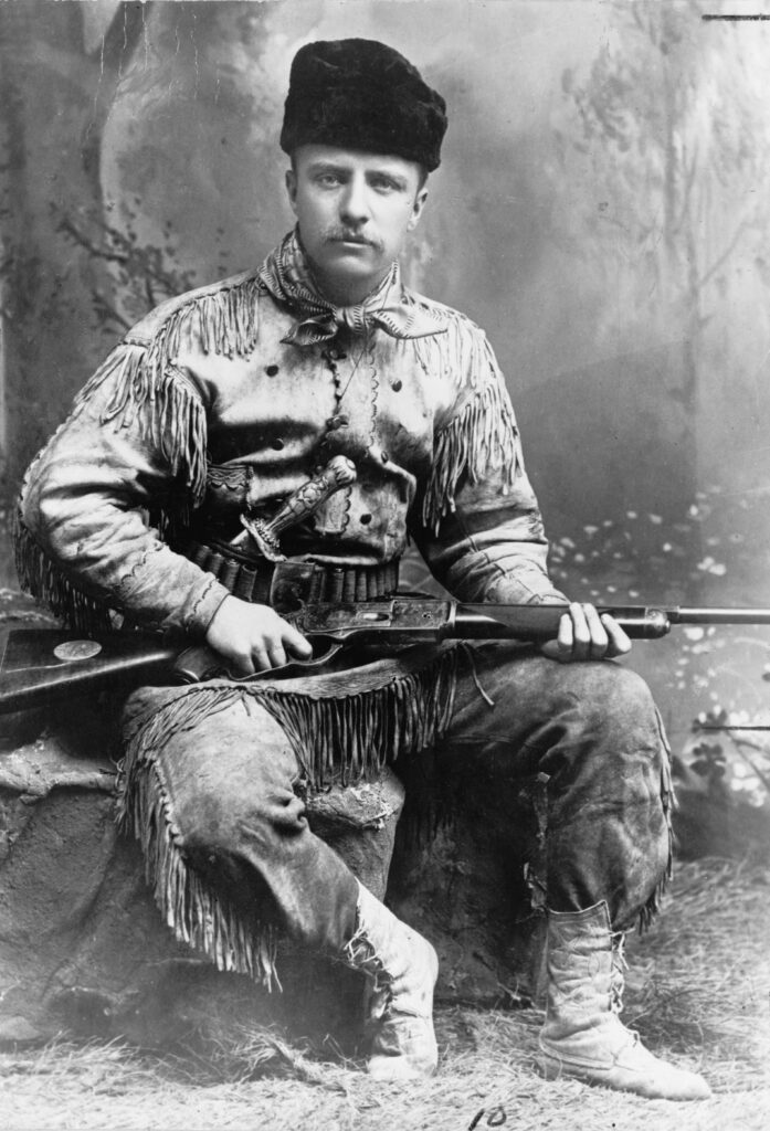 Teddy Roosevelt,1885, outfitted for the Wild West.