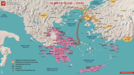 Map of the World of the Iliad, c. 1200 BCE.