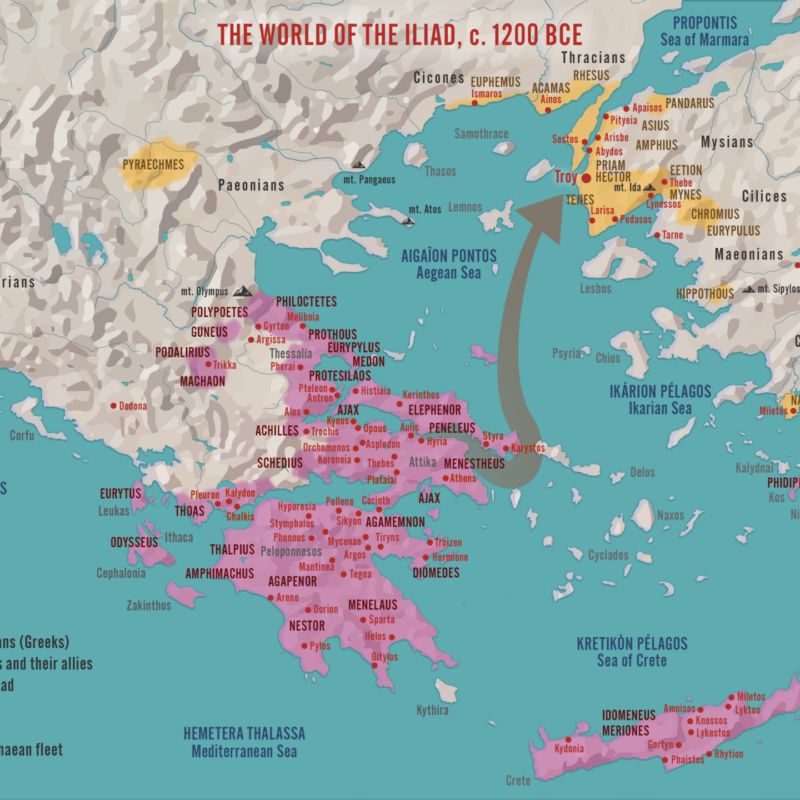 Map of the World of the Iliad, c. 1200 BCE.