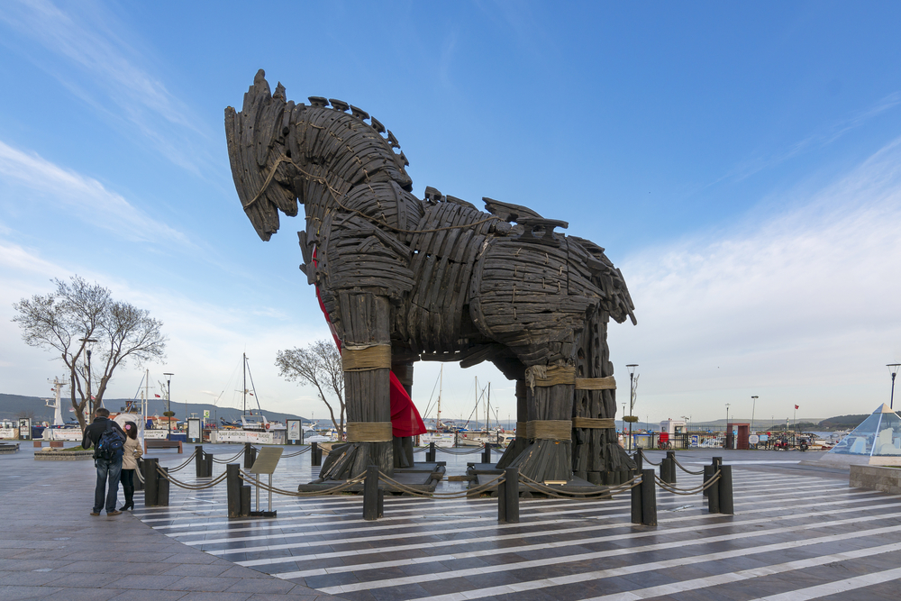 After the filming of the movie Troy, the wooden horse used as a prop was donated to the city of Canakkale, Turkey. (Shutterstock)