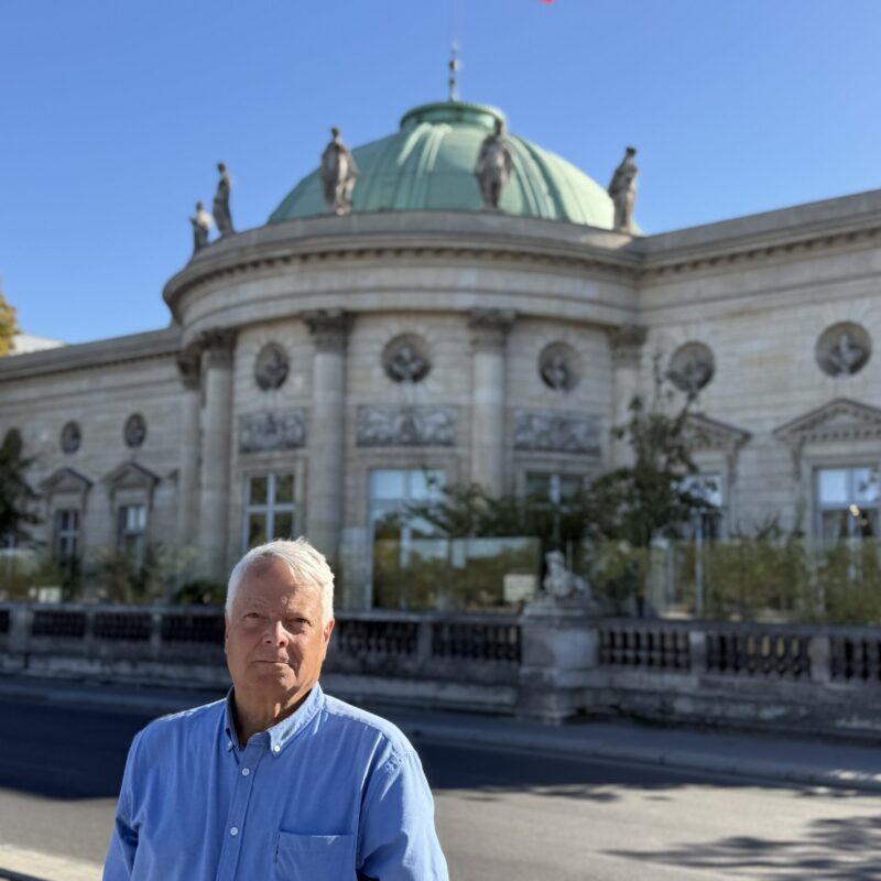 Clay in front of the historic Palais de la Légion d'Honneur, on the Left Bank of the River Seine in Paris, France.