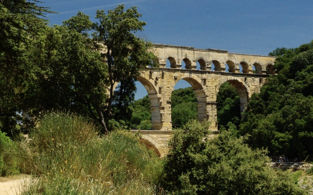 The Pont du Gard, the Roman aqueduct near Nîmes, France, is one of the wonders of the ancient world and one of Rome’s many engineering marvels.