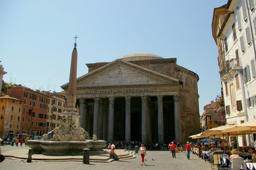 The Pantheon in Rome, Italy, originally built by Marcus Agrippa, Emperor Augustus's right-hand man, is an architectural masterpiece completed in 25 BCE. The wording at the entrance translates to “Made by Marcus Agrippa, the Son of Lucius, During his Third Consulship.” (Photo Wikimedia)